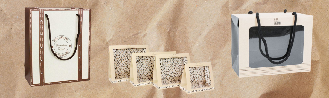 sacs pochettes cadeau kraft papier carton fenêtre