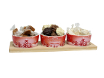 Plateau bambou +3 pots ronds 