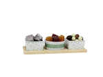 Plateau bambou+3 pots carrés/rond