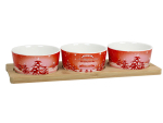 Plateau bambou +3 pots ronds 
