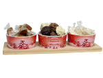 Plateau bambou +3 pots ronds 