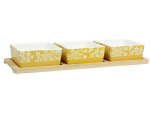 Plateau bambou + 3 pots carrés 
