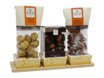 Plateau bambou + 3 pots carrés 