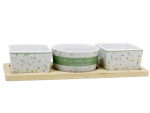 Plateau bambou+3 pots carrés/rond