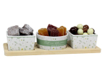 Plateau bambou+3 pots carrés/rond