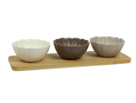Plateau bambou + 3 pots Eden ø8,8x4,3 cm - 29x9