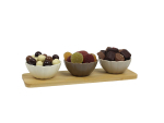 Plateau bambou + 3 pots Eden ø8,8x4,3 cm - 29x9
