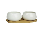 Plateau bambou + 2 pots 