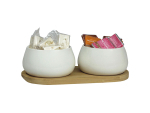 Plateau bambou + 2 pots 