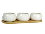 Plateau bambou + 3 pots 
