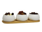 Plateau bambou + 3 pots 