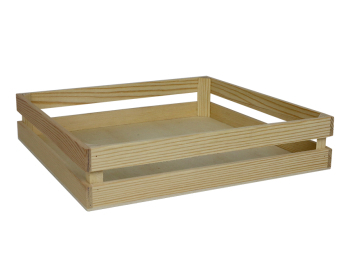 Corbeille carrée bois  ajourée 24X24X5 cm
