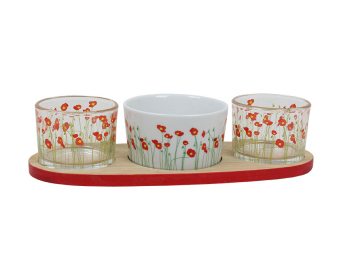 Plateau ovale +3 pots 
