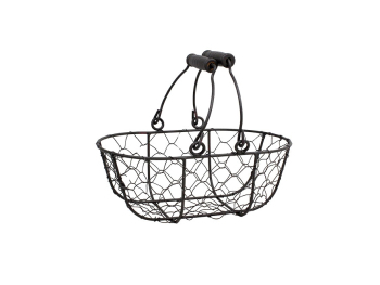 Panier ovale gris anses rabattables