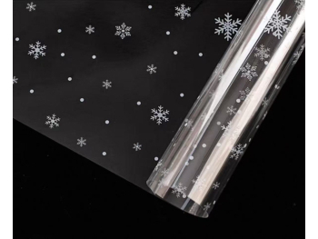 Rouleau film transparent décor Noël blanc 0.80x120m