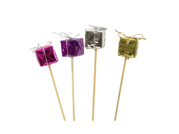 Sachet de 24 piques cadeaux 2x2ass.L22cm