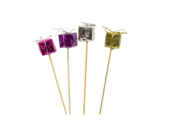 Sachet de 24 piques cadeaux 2x2ass.L10cm