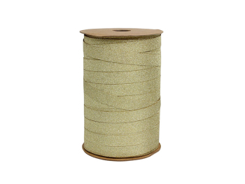 Rouleau de bolduc pailleté or 10mmx100 m